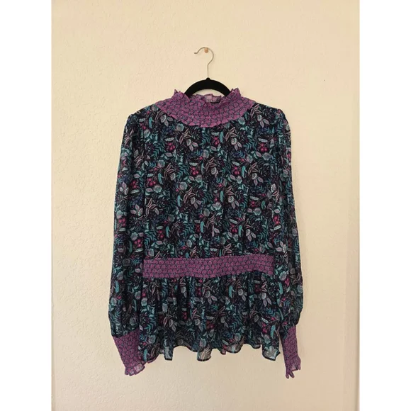 City Chic Analise Floral Smocked Top Size 14 - Picture 3 of 9